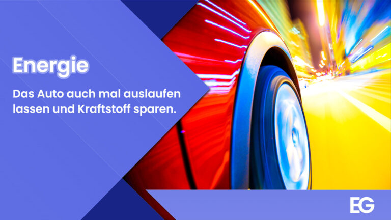 Auto an geeigneten Stellen auch mal auslaufen bzw. rollen lassen. Dabei Kraftstoff sparen und die Umwelt schonen.